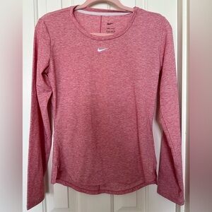 Nike Dri-Fit Heathered Red Pink Long Sleeve Shirt Women's Running XS